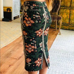 Anthropologie Byron Lars Beguile Embroidered Pencil Skirt Size 4